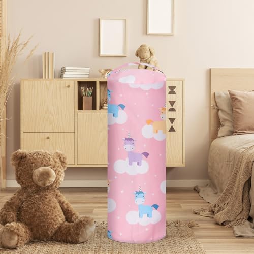 Eyoulife Sitzsack Bezug Multifunktionaler 100cm, Stofftier Aufbewahrung Röhre mit Reißverschluss Ohne Füllung, Sitzsack Kinder Atmungsaktives zur Aufbewahrung Spielzeug (Rosa) von Eyoulife