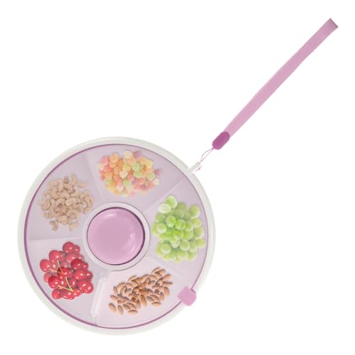 Eyoulife Snackbox mit Fächern Rund Dicht Snack Spinner Kinder mit Taste Snackteller Drehbar für Outdoor Zuhause Party (Lila) von Eyoulife