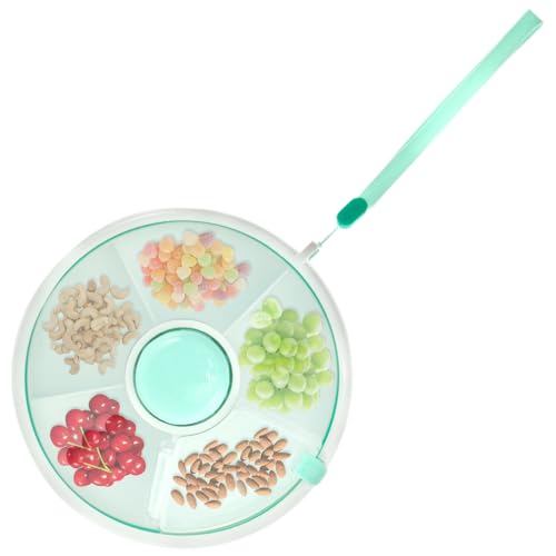 Eyoulife Snackbox mit Fächern Rund Dicht Snack Spinner Kinder mit Taste Snackteller Drehbar für Outdoor Zuhause Party (Mintgrün) von Eyoulife