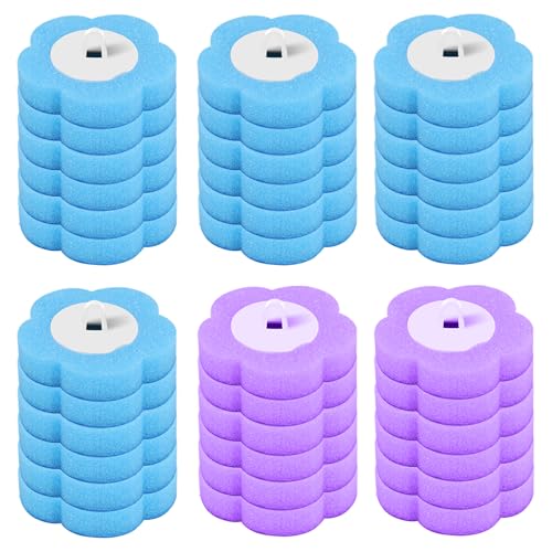 Toilettenbürste mit 24 Biologisch Abbaubare Ersatzbürstenköpfe Reinigungsflüssigkeit Bürstenhalter Klebeband, für Toiletten Duschen Waschbecken (36 Ersatzköpfe) von Eyoulife