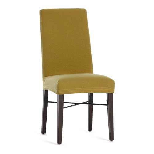 Eysa 2er-Pack bielastische Stuhlbezüge mit Rückenlehne, senffarben, Design Harlem von Eysa
