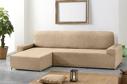 Eysa Aquiles elastisch Sofa überwurf Chaise Longue kurzer arm Links, frontalsicht, Farbe 01-beige, Polyester-Baumwolle, 43 x 37 x 14 cm von Eysa