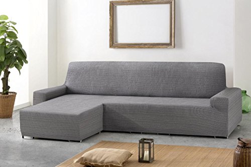 Eysa Aquiles elastisch Sofa überwurf Chaise Longue kurzer arm Links, frontalsicht, Farbe 06-grau, Polyester-Baumwolle, 43 x 37 x 14 cm von Eysa