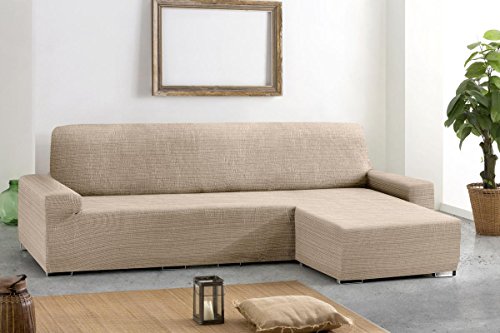 Eysa Aquiles elastisch Sofa überwurf Chaise Longue kurzer arm rechts, frontalsicht, Farbe 00-Ecru, Polyester-Baumwolle, 43 x 37 x 14 cm von Eysa
