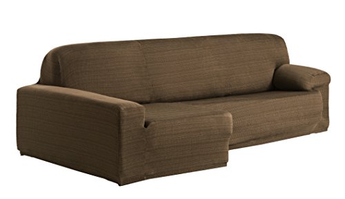 Eysa Aquiles elastisch Sofa überwurf Chaise Longue Links, frontalsicht, Farbe 07-braun, Polyester-Baumwolle, 43 x 37 x 14 cm von Eysa