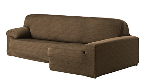 Eysa Aquiles elastisch Sofa überwurf Chaise Longue rechts, frontalsicht, Farbe 07-braun, Polyester-Baumwolle, 43 x 37 x 14 cm von Eysa