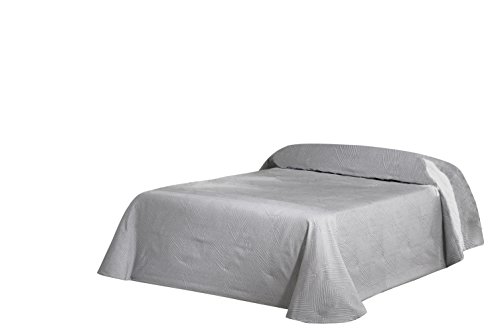 Eysa Bettüberwurf, Polyester, 180 cm, 75, 25 Prozent Baumwolle Piramide Tagesdecke, Silber, 06 von Eysa