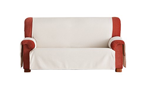 Eysa Bianca Nicht elastisch Sofa überwurf 4 sitzer, Baumwolle, 00-Ecru, 37 x 7 x 29 cm von Eysa