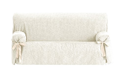 Eysa Dream nicht elastisch mit krawatten sofa überwurf 2 sitzer, Chenille, Beige (01-ecru),70 x 110 x 180 cm, 1 Einheit von Eysa