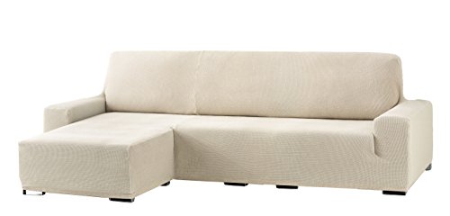 Eysa Cora bielastisch Sofa überwurf Chaise Longue kurzer arm Links, frontalsicht, Farbe 00-Ecru, Polyester-Baumwolle, 39 x 35 x 19 cm von Eysa