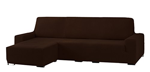Eysa Cora bielastisch Sofa überwurf Chaise Longue kurzer arm Links, frontalsicht, Farbe 07-braun, Polyester-Baumwolle, 39 x 35 x 19 cm von Eysa