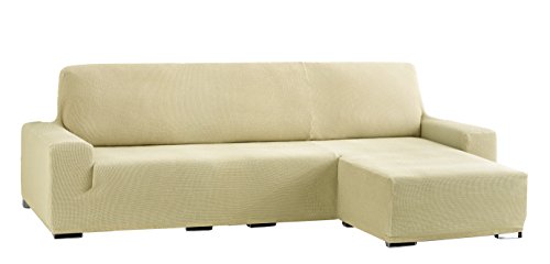 Eysa Cora bielastisch Sofa überwurf Chaise Longue kurzer arm rechts, frontalsicht, Farbe 01-beige, Polyester-Baumwolle, 39 x 35 x 19 cm von Eysa