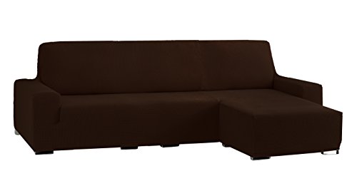 Eysa Cora bielastisch Sofa überwurf Chaise Longue kurzer arm rechts, frontalsicht, Farbe 07-braun, Polyester-Baumwolle, 39 x 35 x 19 cm von Eysa