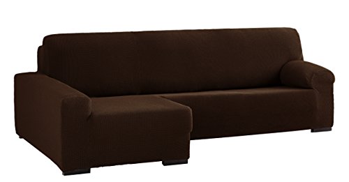 Eysa Cora bielastisch Sofa überwurf Chaise Longue Links, frontalsicht, Farbe 07-braun, Polyester-Baumwolle, 39 x 35 x 19 cm von Eysa