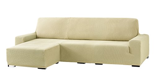 Eysa Cora bielastisch Sofa überwurf Chaise Longue kurzer arm Links, frontalsicht, Farbe 01-beige, Polyester-Baumwolle, 39 x 35 x 19 cm von Eysa