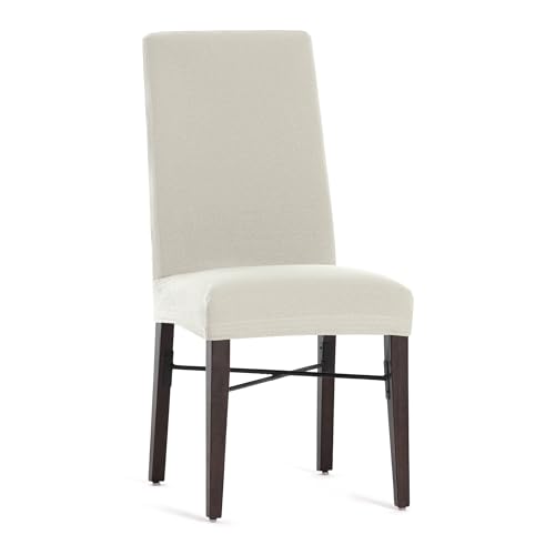 Eysa Packung mit 2 bielastischen Stuhlhussen mit Rückenlehne, naturfarben, Design Harlem von Eysa