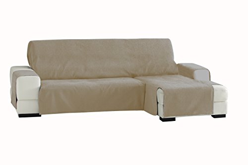 Eysa Praktische Sofabezüge, Chaiselongue 240 cm, Rechte Vorderansicht, Stoff, Beige, Drei Sitzplätze von Eysa