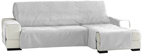 Eysa Praktische Sofahüllen, Chaise Longue 240 cm, Rechte Vorderansicht, Stoff, Weiß, Drei Quadrate von Eysa