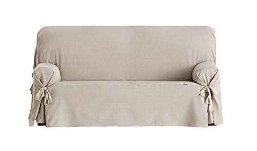 Eysa F636081 nicht elastisch mit krawatten sofa überwurf , 3 Sitze , 180x230 cm, Beige / Brauner Zickzack von Eysa