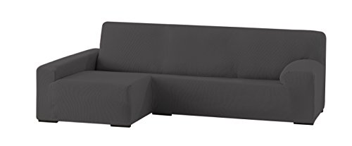 Eysa elastisch sofa überwurf chaise longue links, frontalsicht, Polyester-Baumwolle, 06-grau, 90 x 240 - 280 x 155 cm von Eysa