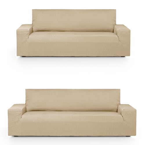 EYSA elastischer sofabezug-Set Duo 3 + 2 sitze beige Design Luz EYSA elastischer sofabezug-Set Duo 3 + 2 sitze beige Design Luz von Eysa