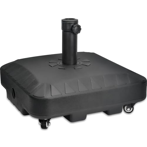22.5-Liter-Sonnenschirmständer Schirmständer Mit Integrierte Transportgriffe und 4 Rollen für Einfaches Bewegen Schirmstöcke mit Ø 35–38 mm, Befüllung mit Wasser oder Sand Möglich(48*48*33cm) von EzKamfort