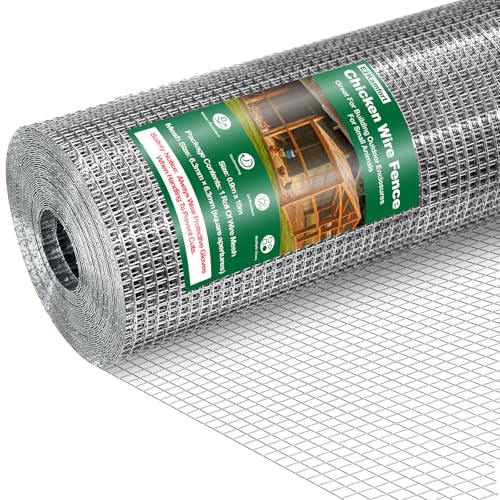 Ezkamfort Wühlmausgitter-90cm Höhe x 10m Länge Rolle, Verzinkt Drahtgitter, Maschenweite 6.3x6.3mm, Metallgitter Als Volierendraht, Kaninchendraht, Drahtgitter Feinmaschig für Hochbeet Im Garten von EzKamfort