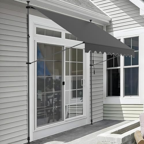Ezkamfort Klemmmarkise 250 x 120 cm, Markise Balkon Ohne Bohren, mit Handkurbel Alu Markise UV-Beständig Höhenverstellbar & Wasserabweisend | Sonnenschutz für Laden, Terrasse & Garten von EzKamfort