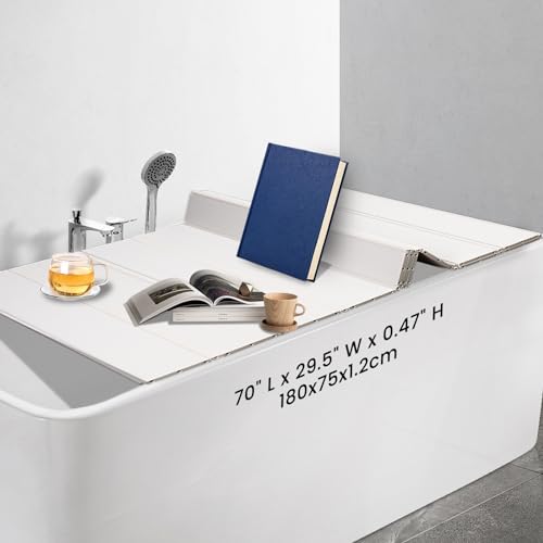 Ezcasch 75x180cm Badewannenabdeckung bis 10kg Belastbar - 12mm PVC Badewannenbretter Faltbare Badewannenablage Dämmplatte Staubdicht Wasserdicht für Haus Badewannen Badezimmer SPA Weiß Ezcasch 75x180cm Badewannenabdeckung bis 10kg Belastbar - 12mm PVC Badewannenbretter Faltbare Badewannenablage Dämmplatte Staubdicht Wasserdicht für Haus Badewannen Badezimmer SPA Weiß von Ezcasch