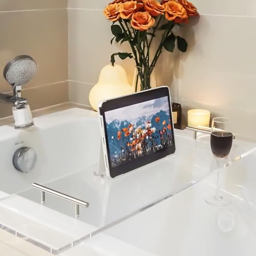 Ezcasch Badewannenablage aus Acryl Glas 80cm Badewannenbrett Badewannentablett Badewannenregal als Badewannen Zubehör für Deko Badewanne, Transparent Ezcasch Badewannenablage aus Acryl Glas 80cm Badewannenbrett Badewannentablett Badewannenregal als Badewannen Zubehör für Deko Badewanne, Transparent von Ezcasch