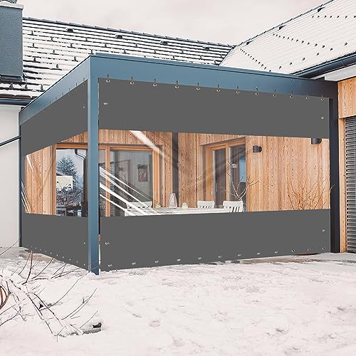 Ezcasch Plane mit Ösen Wasserdicht Transparent - Anpassbar Innerhalb von 4x5m - Outdoor 0.45mm 450g/m² PVC Vorhang Winddicht Pavillonplane Klarsicht Schutzplane für Pergola Gazebo (Höhe x Breite) von Ezcasch