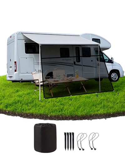 Ezcasch Sonnenschutz für Markise Wohnmobil, 75% View Blocker Markisen, Vorderwand Markise Sichtschutz für Campingwagen,Wohnmobil,Wohnwagen(Höhe 2m x Breite 2.4m) von Ezcasch