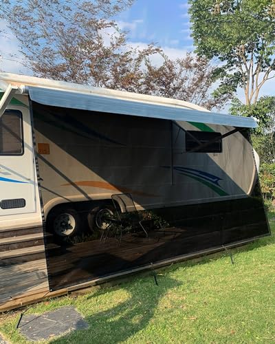 Ezcasch Sonnenschutz für Markise Wohnmobil, 85% View Blocker Markisen, Vorderwand Markise Sichtschutz für Campingwagen,Wohnmobil,Wohnwagen（Höhe 2.13m x Breite 3.3m von Ezcasch