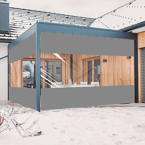 Ezcasch Transparent Plane mit Ösen - Anpassbar Innerhalb von 4x5m - Outdoor 0.45mm Dick 450g/m² Plane Wetterfest Pavillonplane Klarsicht Schutzplane für Pergola Gazebo (Höhe x Breite) von Ezcasch