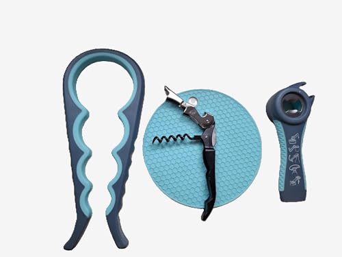 8-in-1 Deckelöffner & Flaschenöffner – Beidseitig nutzbar – Ergonomischer Dosenöffner für Senioren – Rutschfeste Griffe – Alltagshilfe bei Arthritis & schwacher Handkraft –Blau-Grau– Geschenkidee! von EzeLuxe