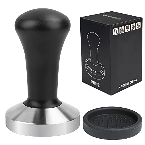 Ezebesta 58mm Kaffee Tamper Schwarz Aluminium Griff und 304 Edelstahl Base Espresso Barista Stempel Fuer Siebträger Kaffeemaschine Zubehör von Ezebesta