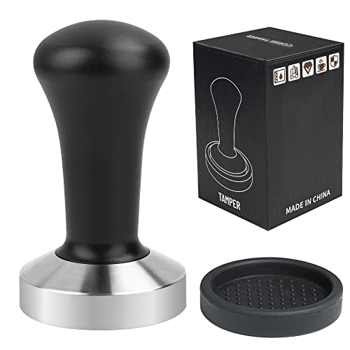 Ezebesta 53mm Kaffee Tamper Schwarz Aluminium Griff und 304 Edelstahl Base Espresso Barista Stempel Fuer Siebträger Kaffeemaschine Zubehör von Ezebesta