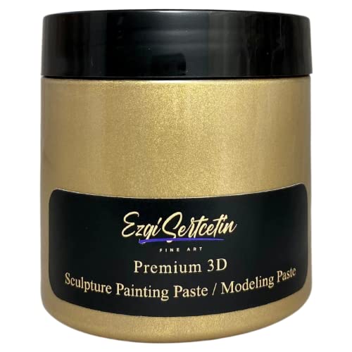 3D-Skulptur-Malpaste|Modellierpaste|Texturpaste|Dekorativer Gips|Gebrauchsfertig|Einzigartige Farben|Ideal für Kunstwerke|Schablone|Blumen Textur Kunst |170 ml(Metallic Gold) von Ezgi Sertcetin