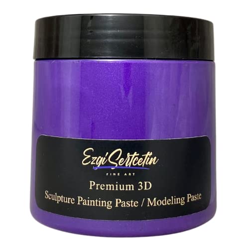 3D-Skulptur-Malpaste|Modellierpaste|Texturpaste|Dekorativer Gips|Gebrauchsfertig|Einzigartige Farben|Ideal für Kunstwerke|Schablone|Blumen Textur Kunst Relief|170 ml (Metallic Purple) von Ezgi Sertcetin