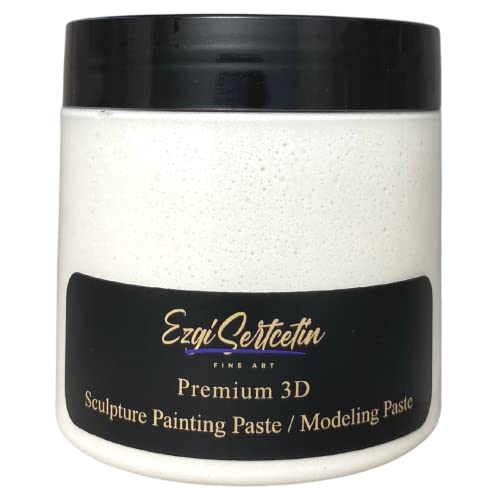 3D-Skulptur-Malpaste|Modellierpaste|Texturpaste|Dekorativer Gips|Gebrauchsfertig|Einzigartige Farben|Ideal für Kunstwerke|Schablone|Blumen Textur Kunst Relief|170 ml (Metallic Weiss) von Ezgi Sertcetin