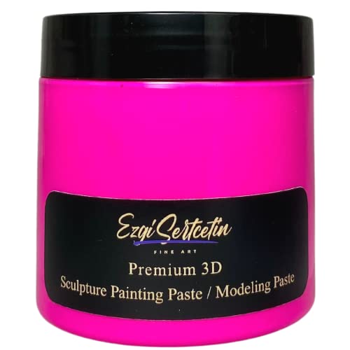 3D-Skulptur-Malpaste|Modellierpaste|Texturpaste|Dekorativer Gips|Gebrauchsfertig|Einzigartige Farben|Ideal für Kunstwerke|Schablone|Blumen Textur Kunst Relief|170 ml (Neon Pink) von Ezgi Sertcetin