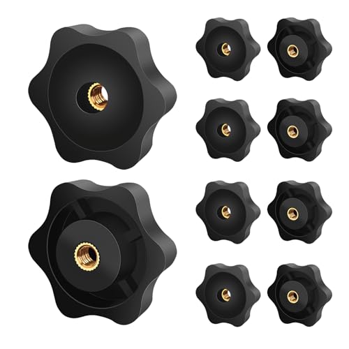 Ezitruz Sterngriffmutter M8, 10 Stück Rändelschraube Äußerer Durchmesser 38mm, Schwarz Sternform Flügelmutter Innengewinde Messing für Maschinen und Anlagen, Möbel, Werkzeugmaschinen, Fitnessgeräte von Ezitruz