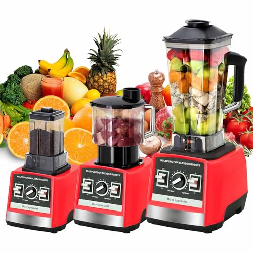 1500W Standmixer, 3-in-1 Hochleistungsmixer mit 2.5L+1.5L+0.5L Container, 15 Geschwindigkeiten, Automatikprogramme, für Fleisch, Milchshake, Smoothies, Saft, BPA-fre von Eznaobo