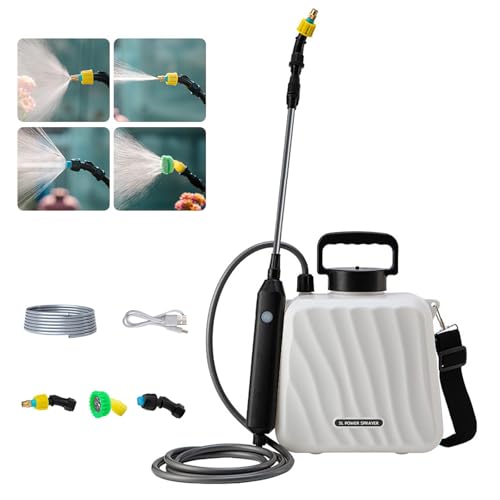 Batteriebetriebener Gartensprüher, 5 l, elektrischer Sprüher mit 3 Nebeldüsen, USB-wiederaufladbarer Griff, einziehbarer Stab, verstellbarer Schultergurt, Unkrautsprüher für Rasen, Garten, Reinigung Batteriebetriebener Gartensprüher, 5 l, elektrischer Sprüher mit 3 Nebeldüsen, USB-wiederaufladbarer Griff, einziehbarer Stab, verstellbarer Schultergurt, Unkrautsprüher für Rasen, Garten, Reinigung von Eznaobo