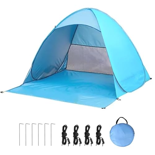 Pop-Up-Strandzelt für 3–4 Personen, UV-Schutz, winddichter Sonnenschutz, winddichtes Pop-Up-Zelt mit 4 Windseilen und 6 Nägeln, tragbar und einfach aufzubauen, Outdoor-Zelt für Park, Garten, Picknick von Eznaobo