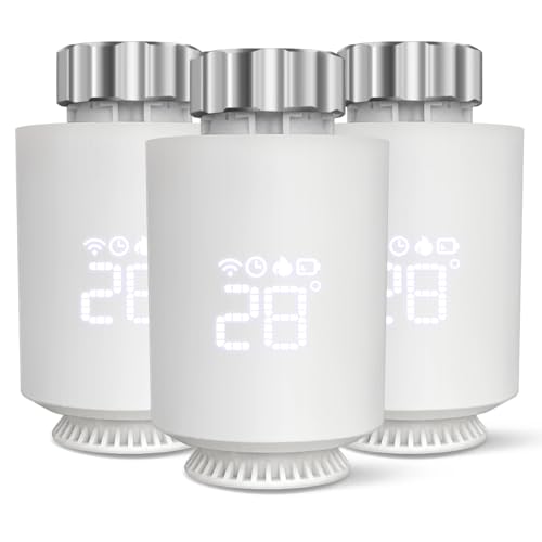 ZigBee 3.0 Smartes Heizungsthermostat, Smart Heizungsthermostat mit App-Funktion, kompatibel mit Amazon Alexa/Home Assistant，Zigbee Thermostat Benötigt Zigbee 3.0 Hub (3pcs) von Eznaobo