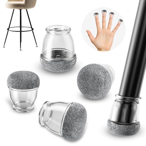 Ezprotekt 32 Stück Kleine Silikon Stuhlbeinkappen Rund (10–15mm) – Stuhlkappen mit Grau Filz für Stuhlbeine – Stuhlbeinschoner Transparent von Ezprotekt