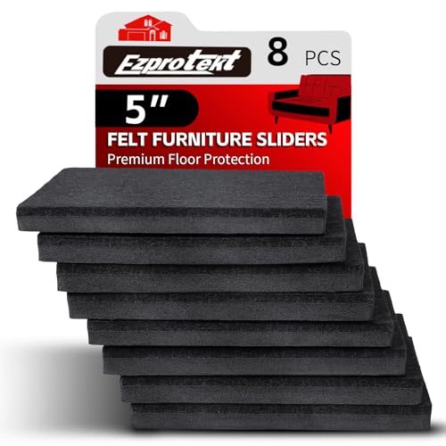 8 Stück 5 Zoll quadratische Filz-Möbelgleiter für Hartholzböden, Wiederverwendbare Filz-Möbelpolster, Gleiter zum Bewegen Schwerer Betten, Kühlschränke, Sofas, Schränke, Couchen, (schwarz) 8 Stück 5 Zoll quadratische Filz-Möbelgleiter für Hartholzböden, Wiederverwendbare Filz-Möbelpolster, Gleiter zum Bewegen Schwerer Betten, Kühlschränke, Sofas, Schränke, Couchen, (schwarz) von Ezprotekt
