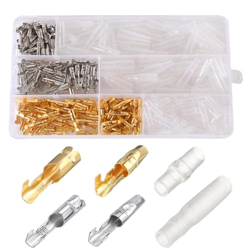 Bullet Connectors Kit 360pcs, Gold Messing 3.9mm Bullet Terminals mit Isolierung Abdeckung, männliche und weibliche Crimp-Klemmen, CableTerminals Stecker mit Isolierung Abdeckungen für Motorrad Auto von Ezranova