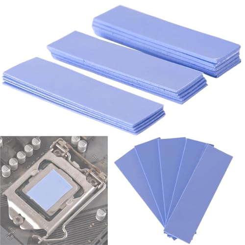 Ezranova 15 Stück sortierte Dicke 0,5 1,0 1,5 mm Wärmeleitende Silikonpads Wiederverwendbare wärmeleitende Silikonpads, 6,0 W/mk Wärmeleitfähigkeit, für SSD CPU GPU LED IC Chipset Kühlung von Ezranova